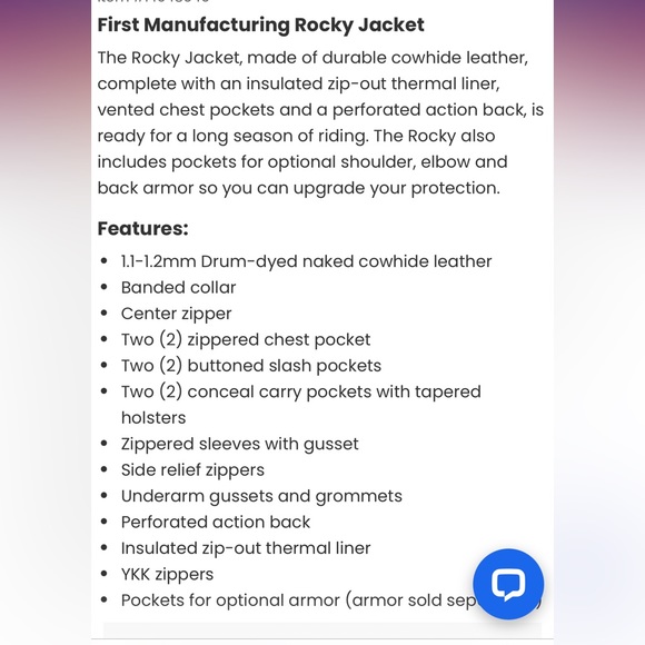 First Manufacturing Rocky Jacket - Picture 3 of 5